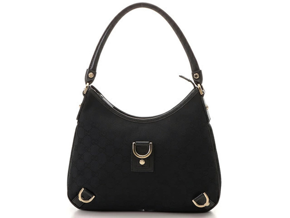 Gucci GG Hobo Bag Black Canvas Leather